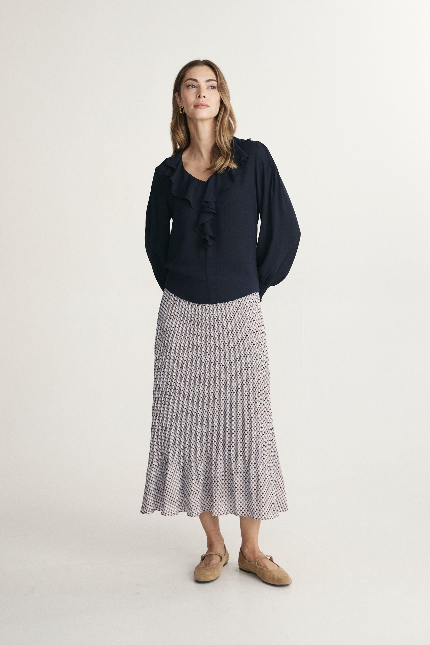 Smocked ruffle blouse
