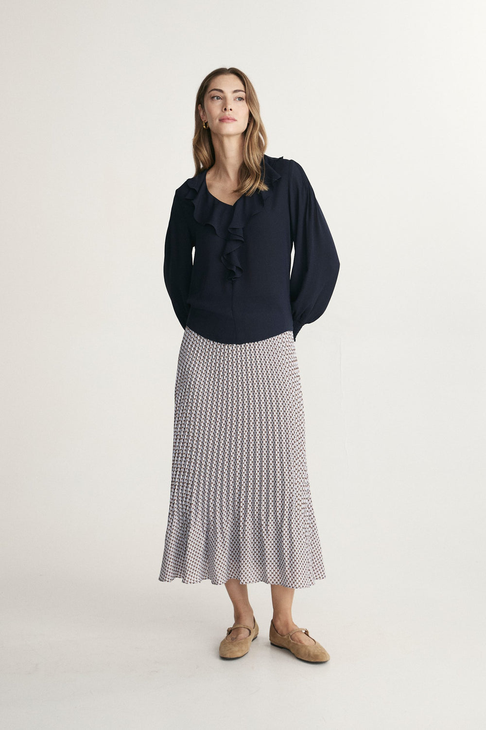 Smocked ruffle blouse