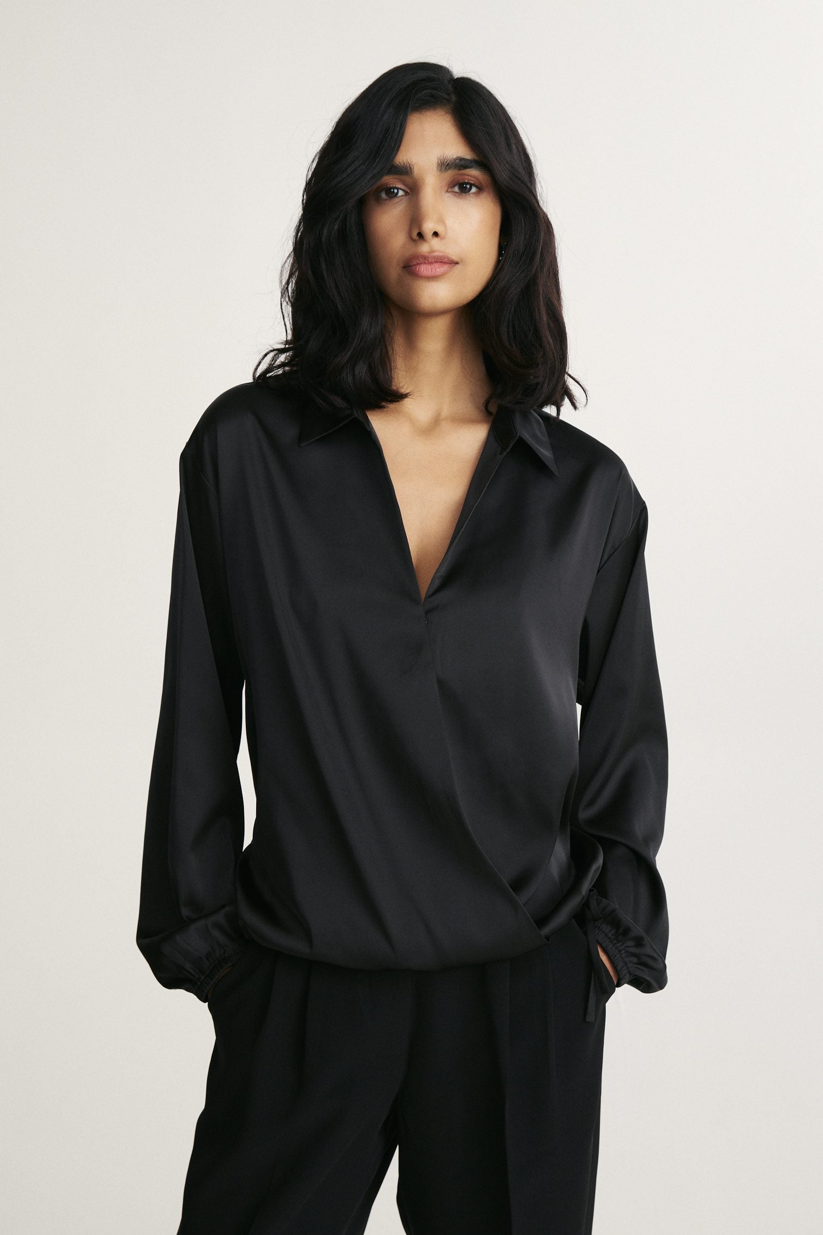 Draped front blouse