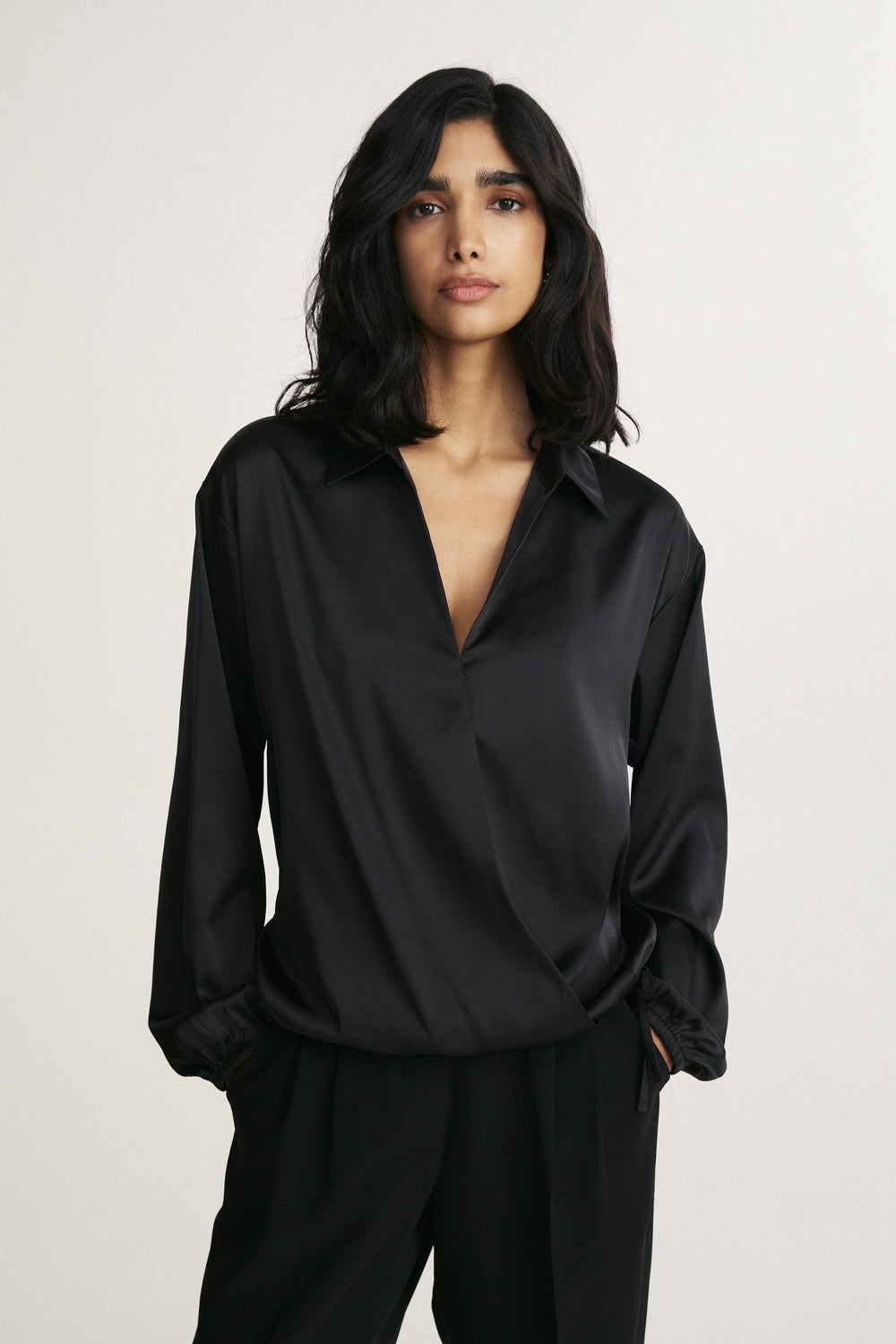 Draped front blouse