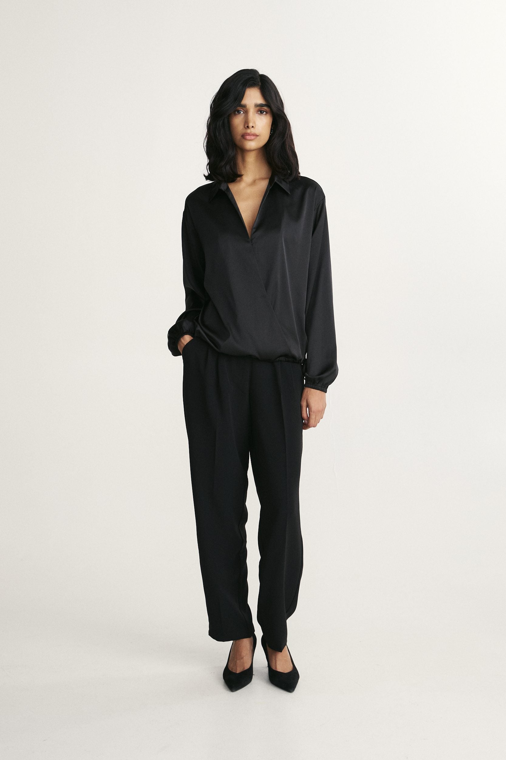 Draped front blouse