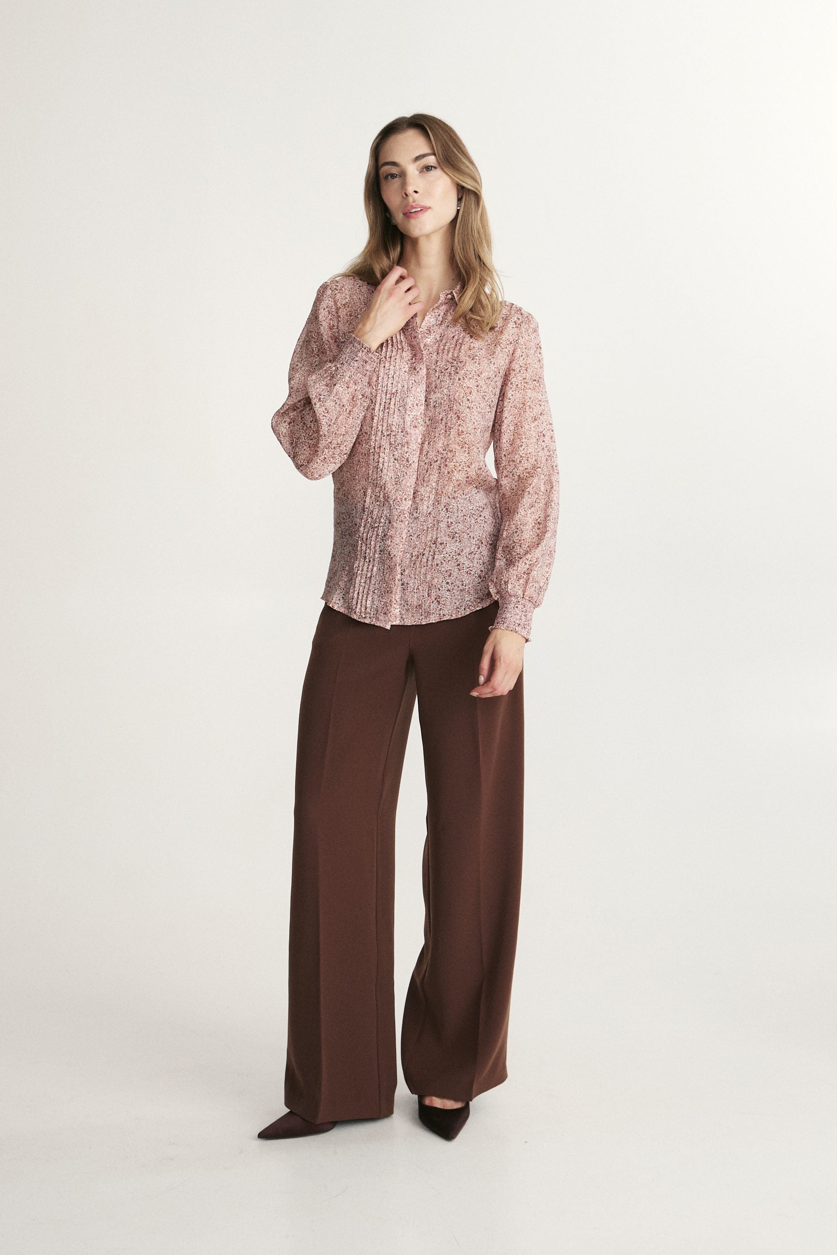 Printed blouse with pintucks details