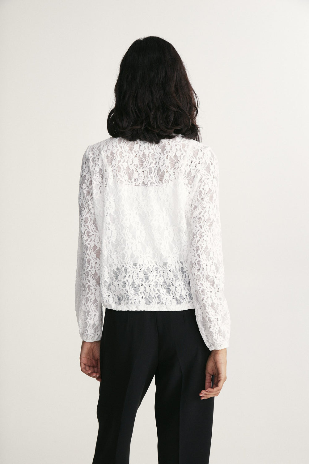 Lace blouse with drawstring