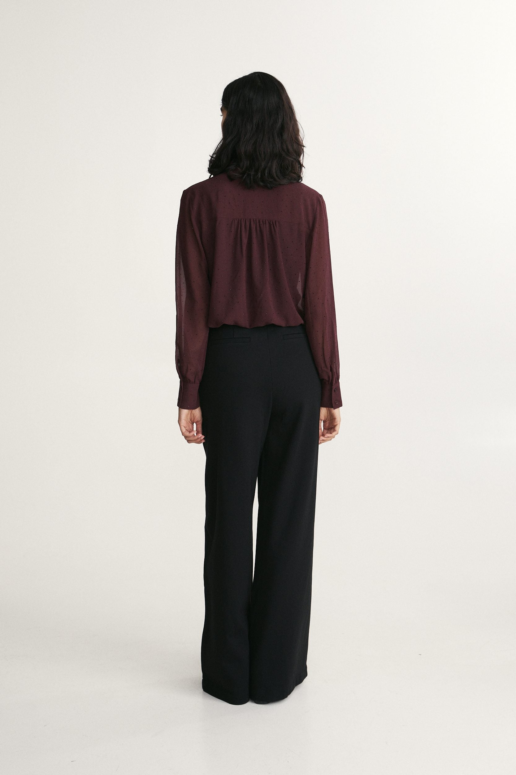 Elegant rhinestones embellished blouse