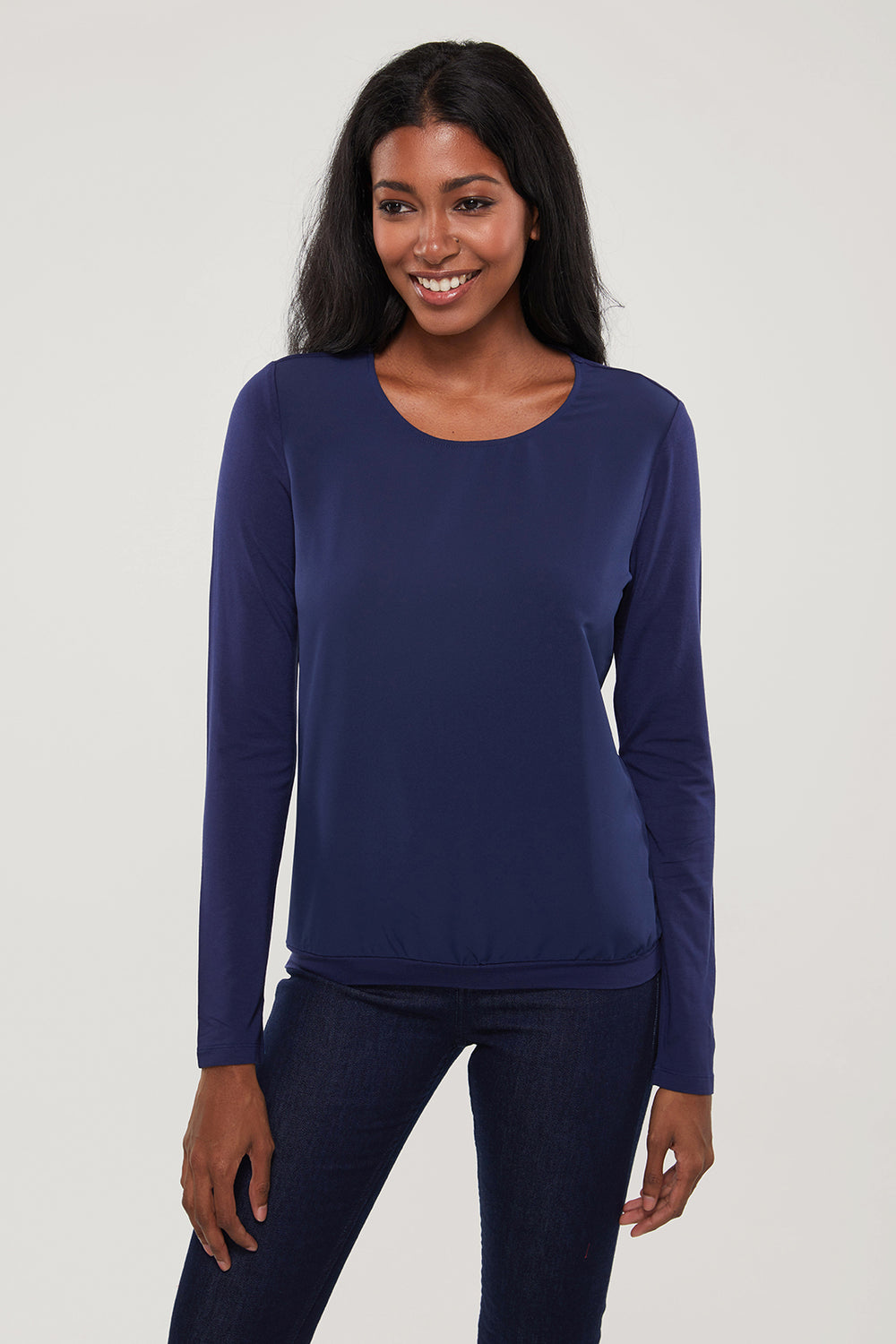 Long sleeve scoop neck corpo shirt