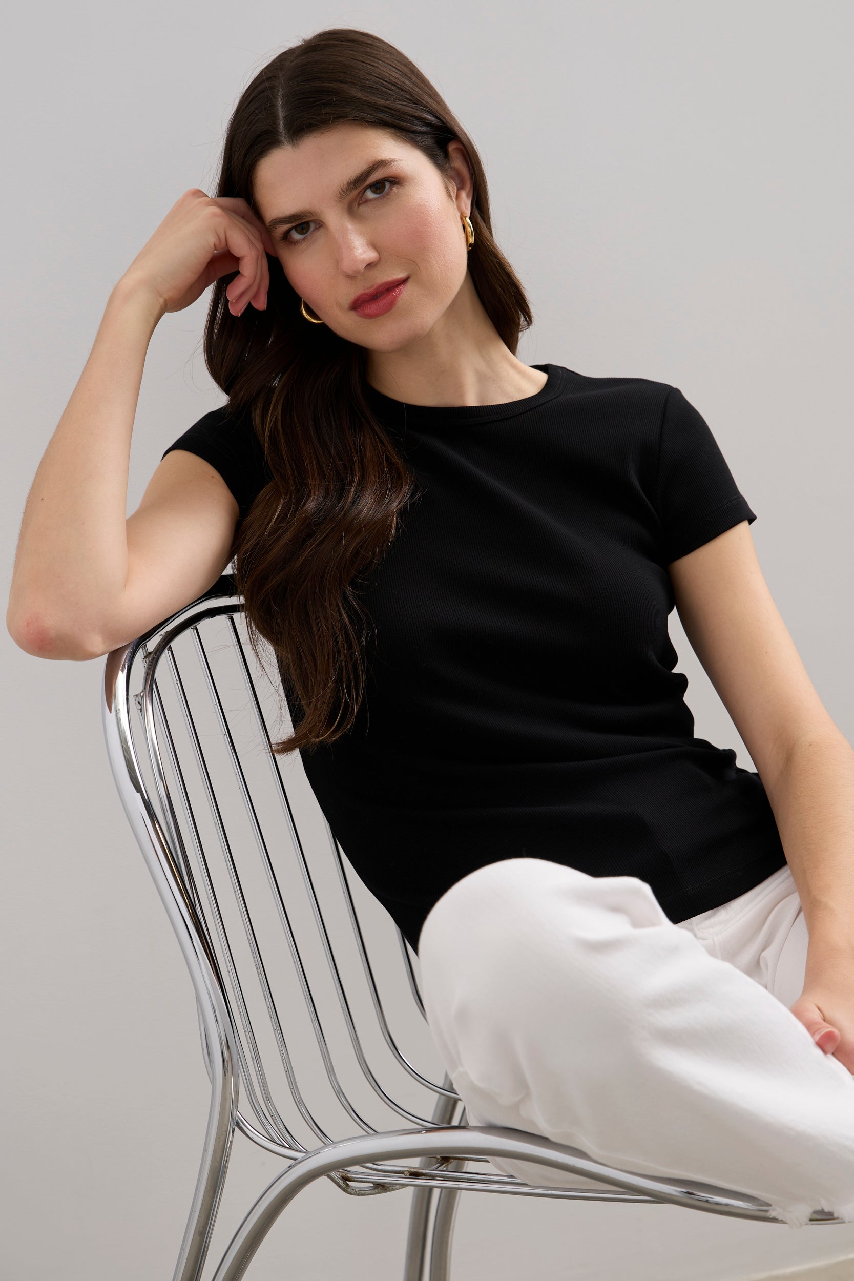 Ribbed t-shirt with crew neck