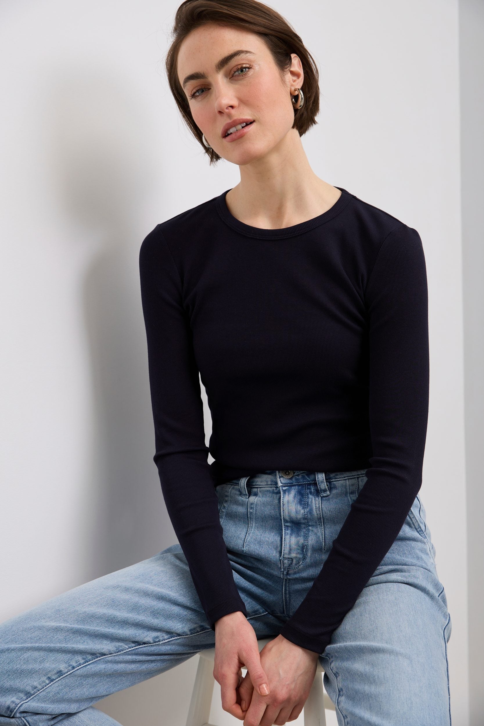 Ribbed long sleeve top