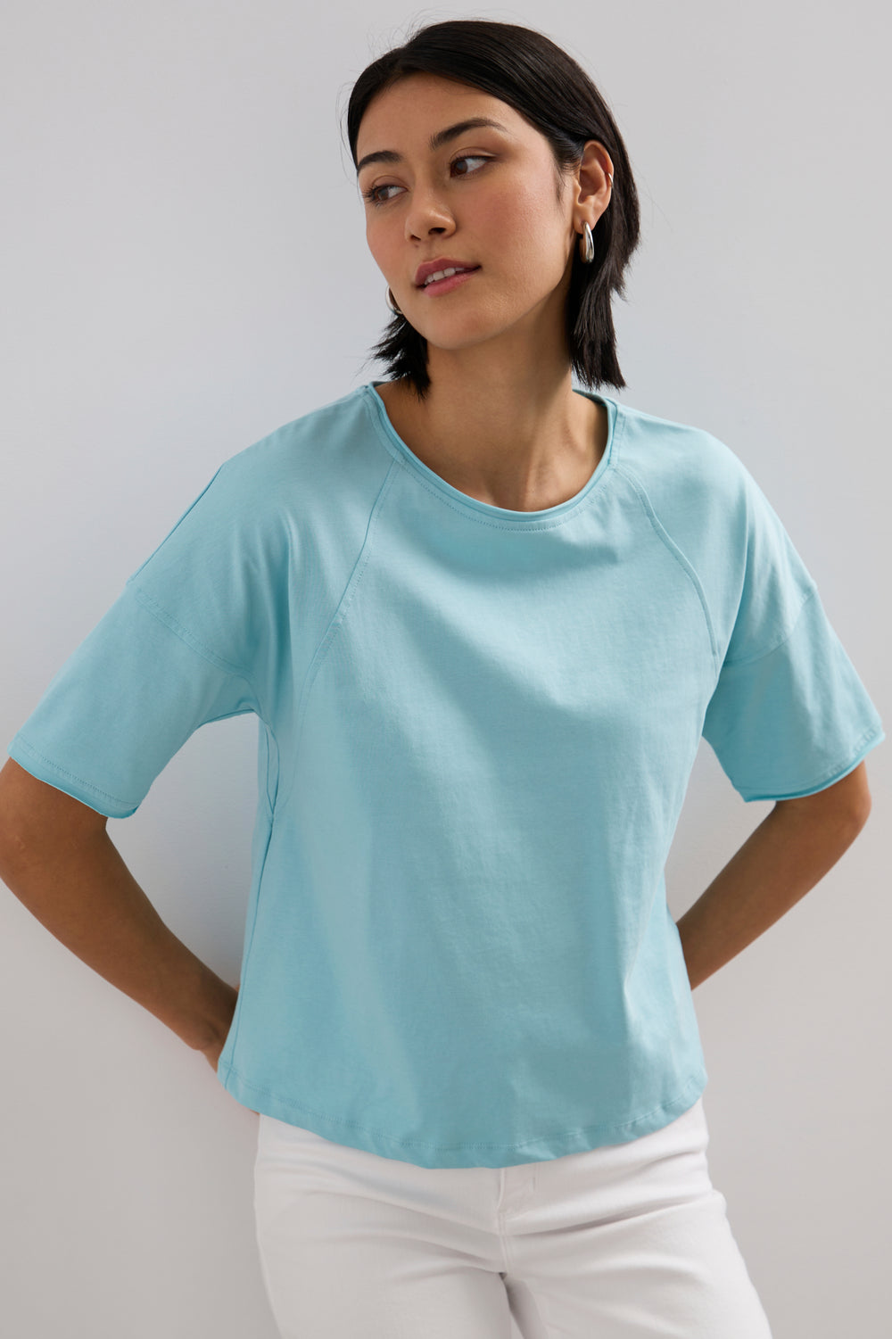 T-shirt ample à manches retroussées