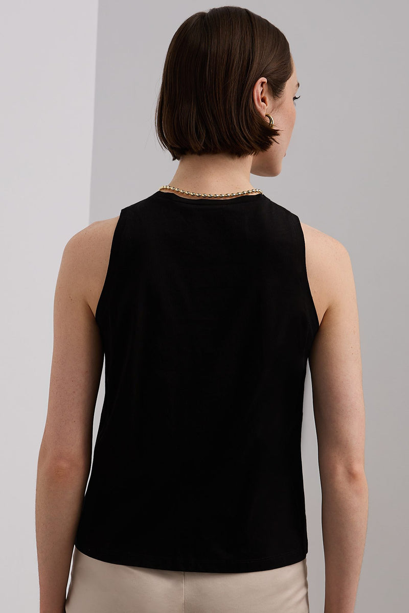 Sleeveless jersey top with twisted straps