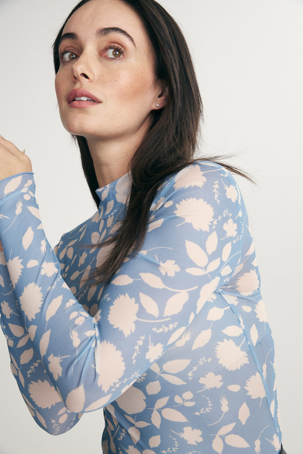 Printed Floral Mesh Top