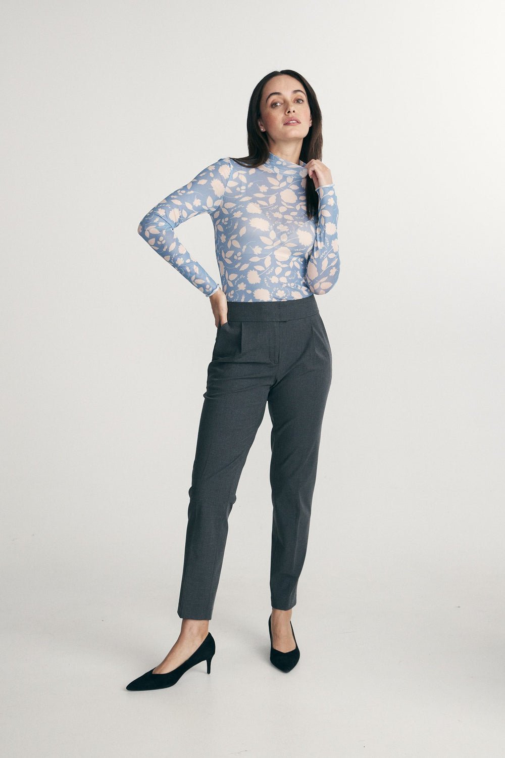 Printed Floral Mesh Top