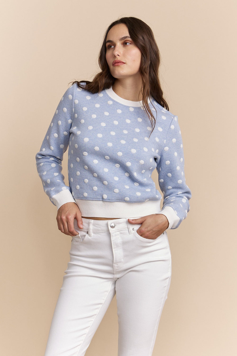Textured polka-dot sweater