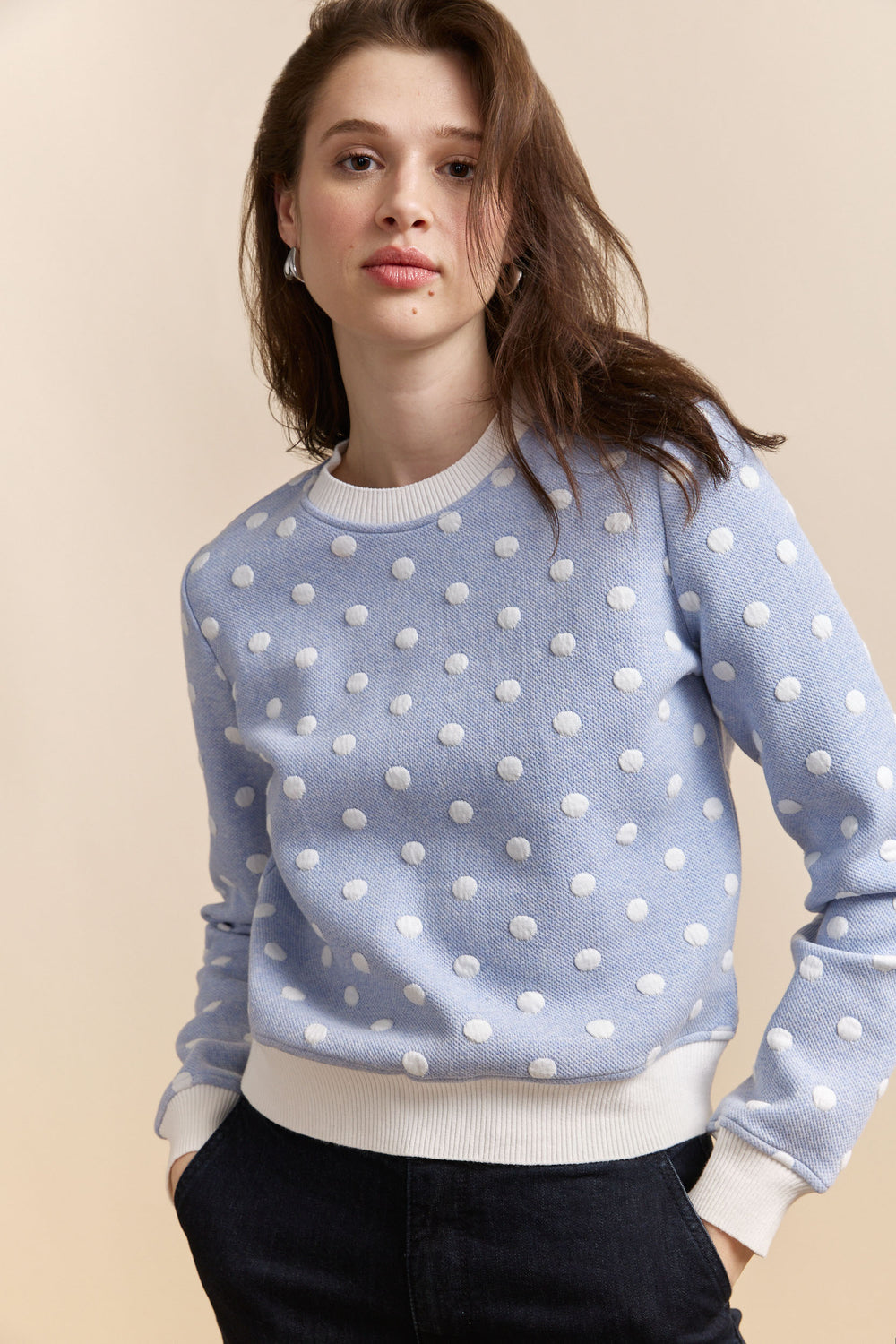 Textured polka-dot sweater