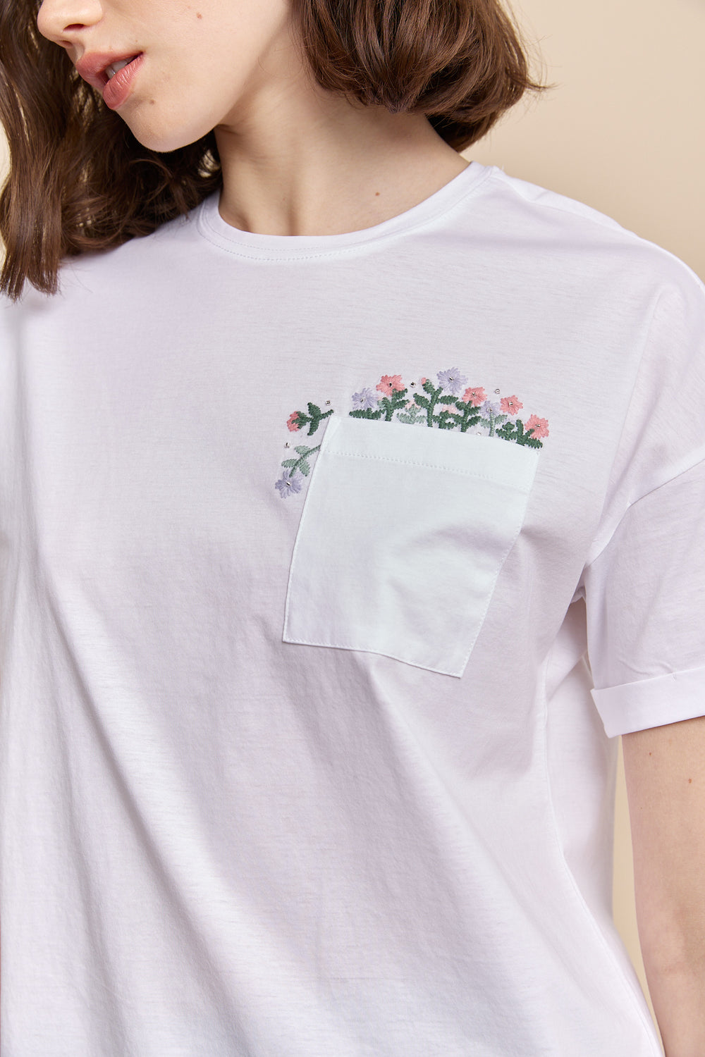Embroidered floral t-shirt
