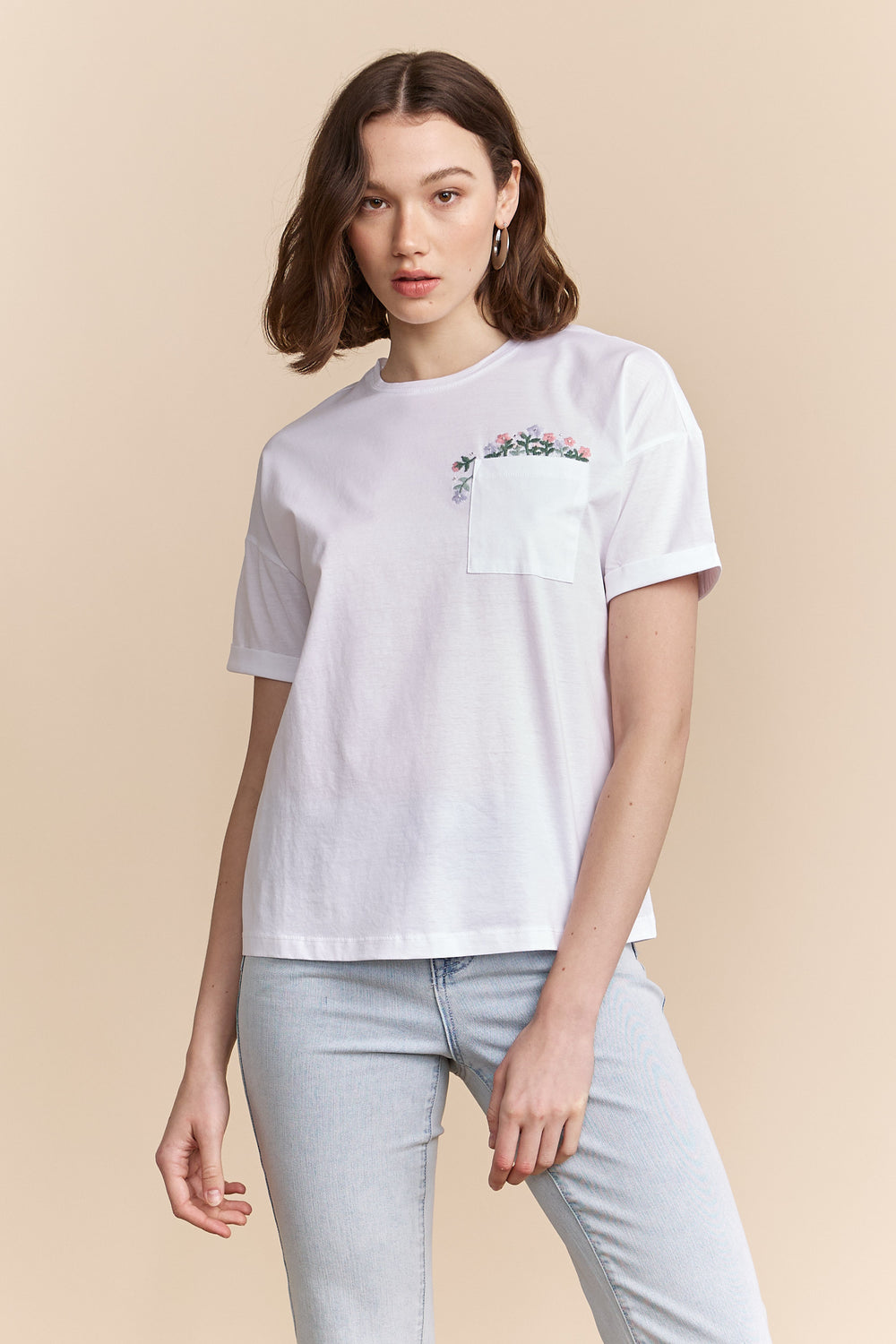 Embroidered floral t-shirt