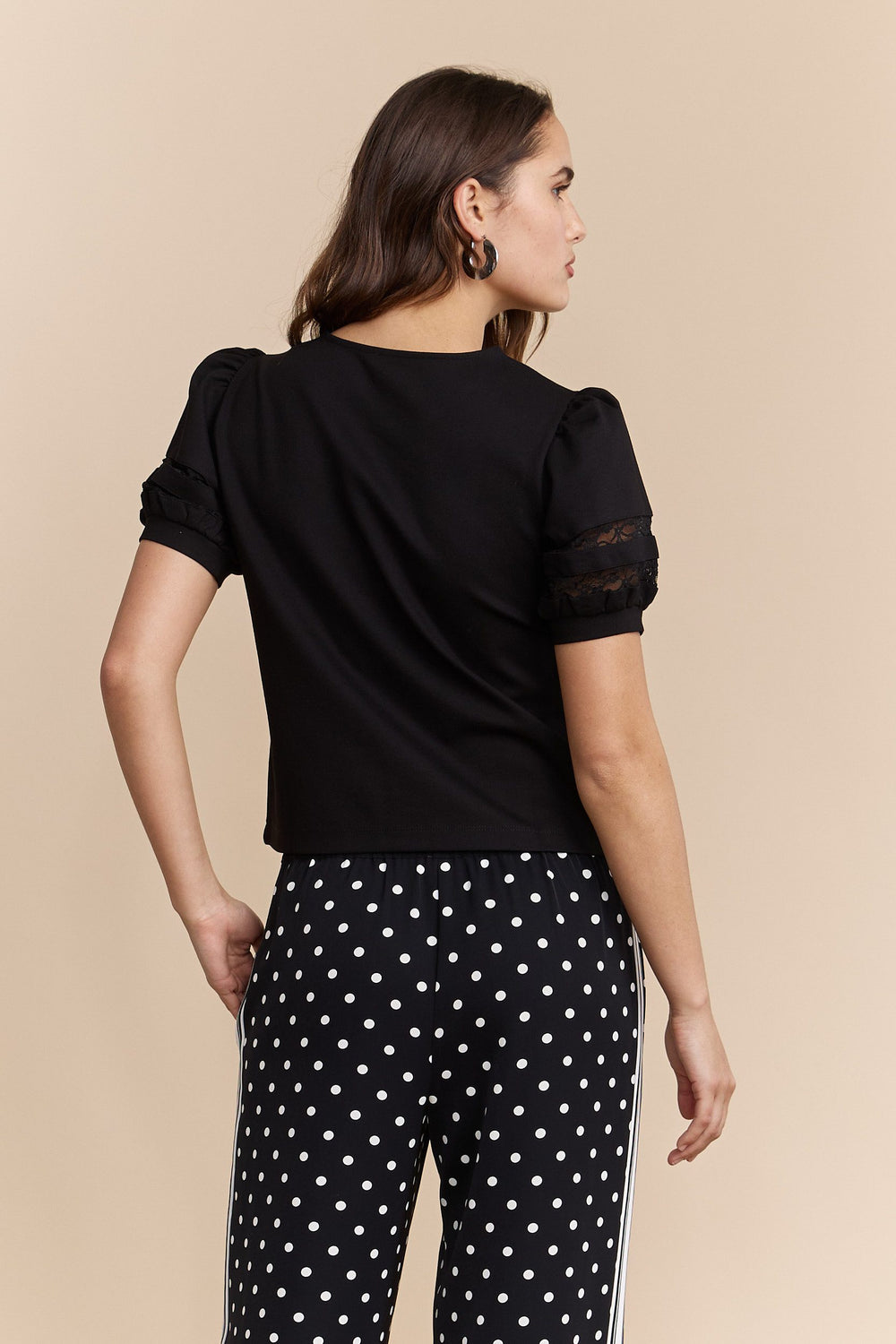 Short sleeve top with mesh insert