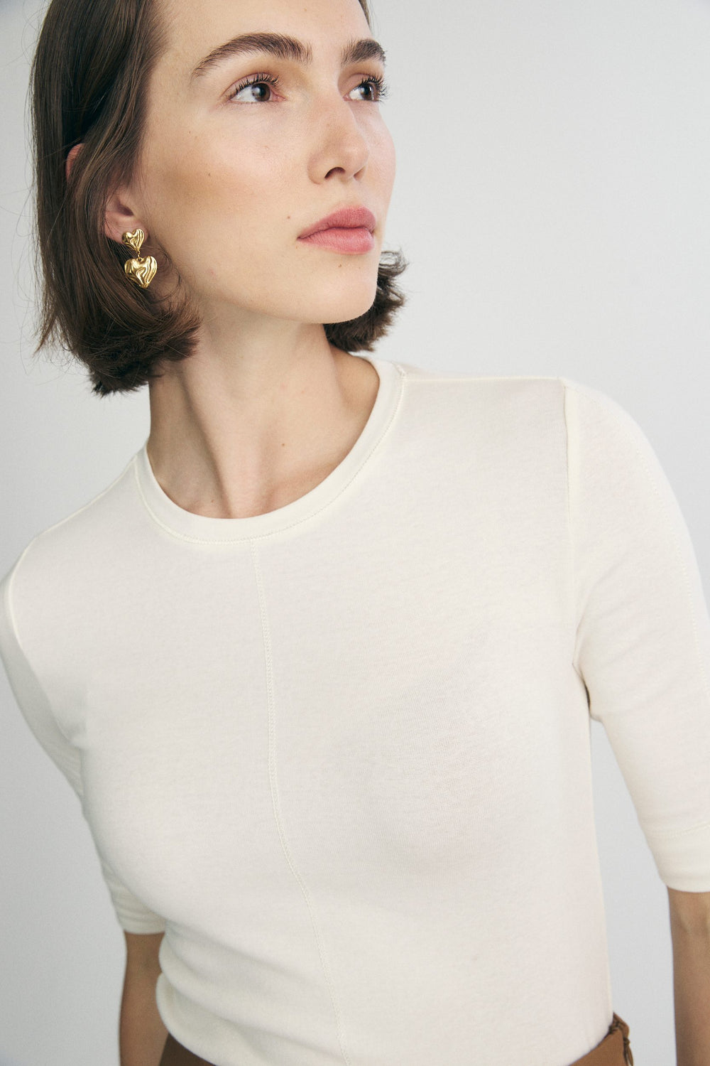 Ribbed top with crew neck