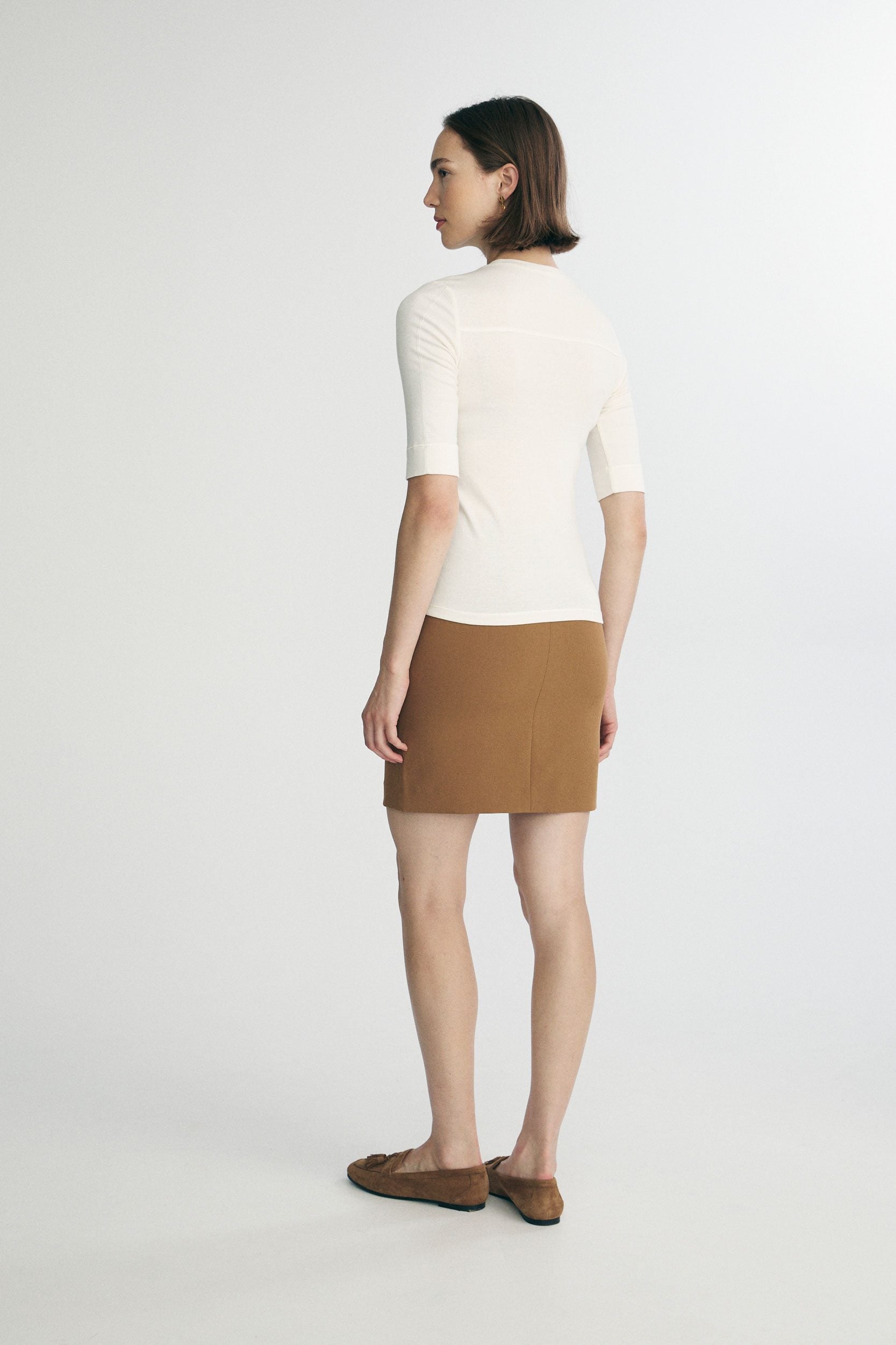 Ribbed top with crew neck