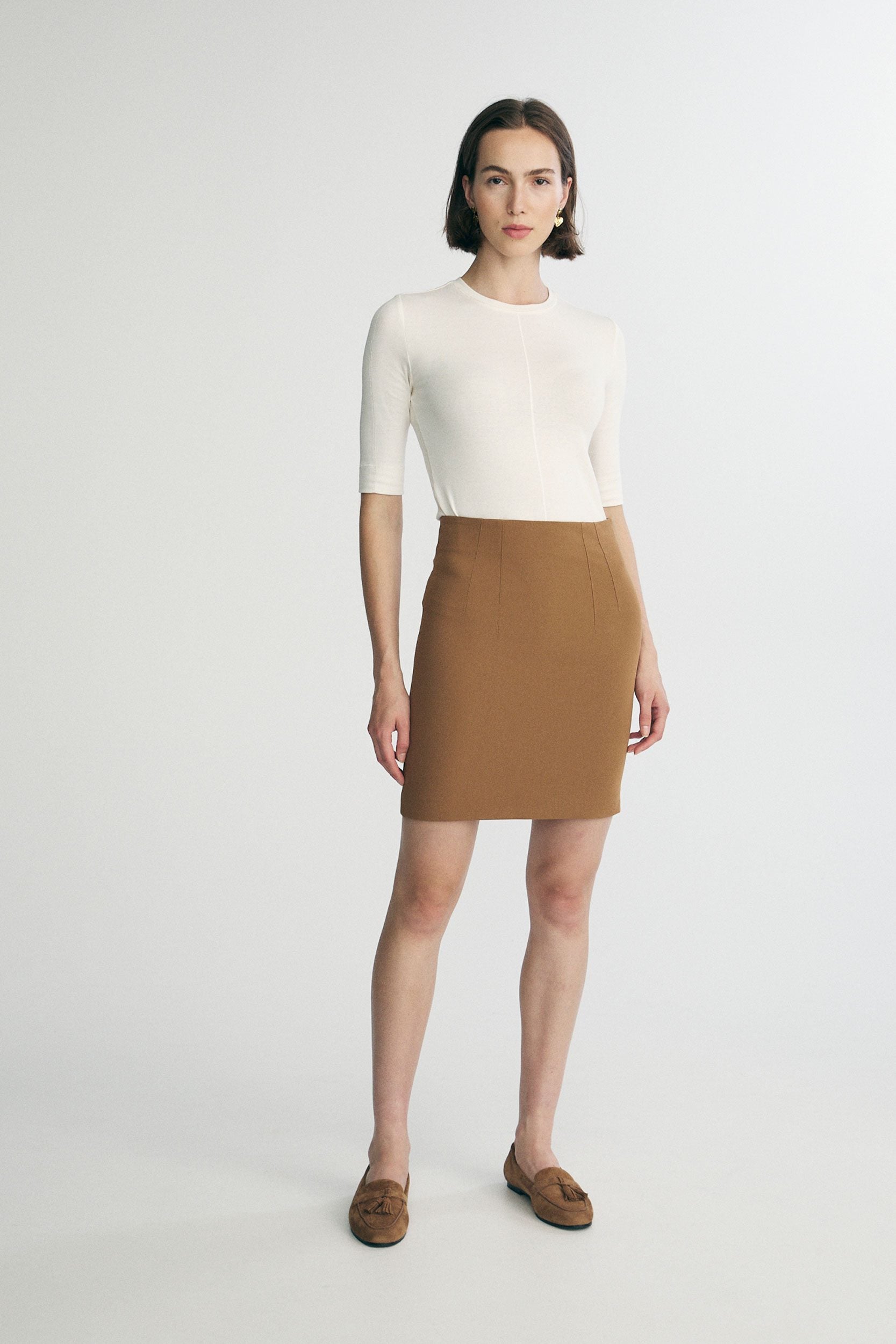 Ribbed top with crew neck
