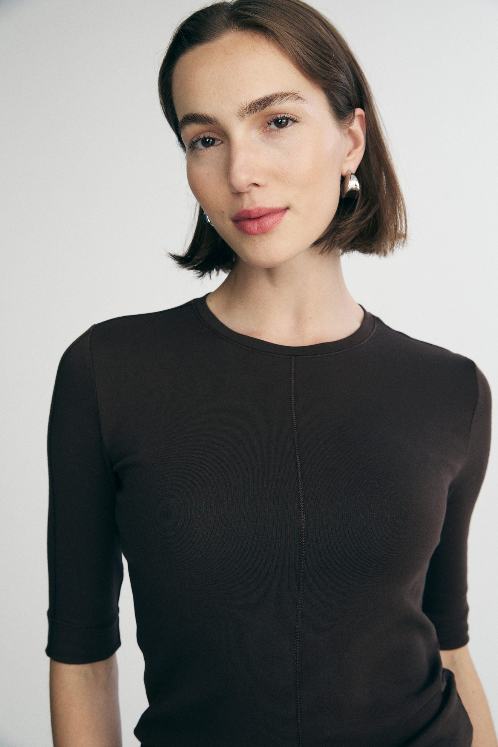 Ribbed top with crew neck