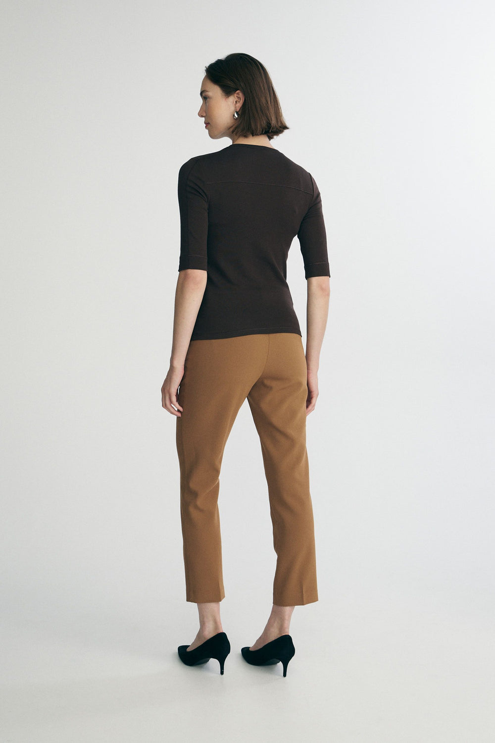 Ribbed top with crew neck
