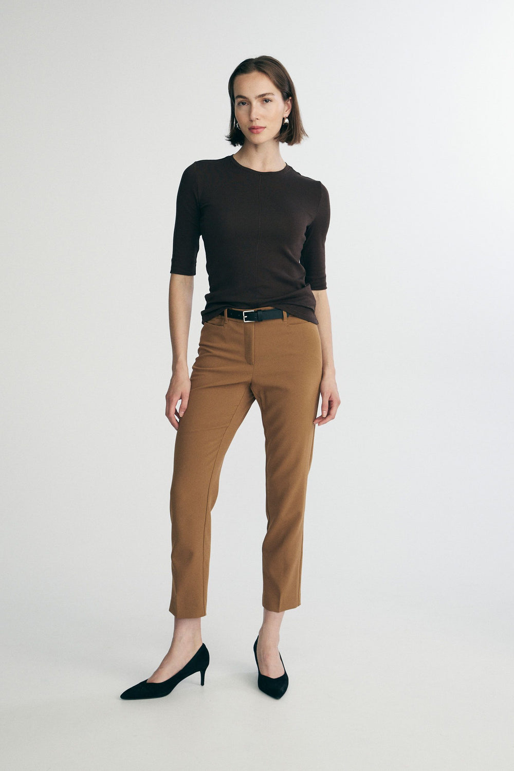 Ribbed top with crew neck