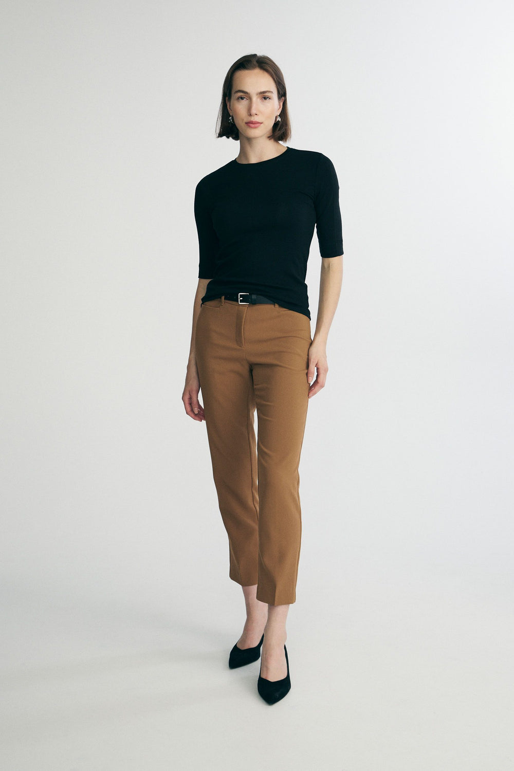 Ribbed top with crew neck