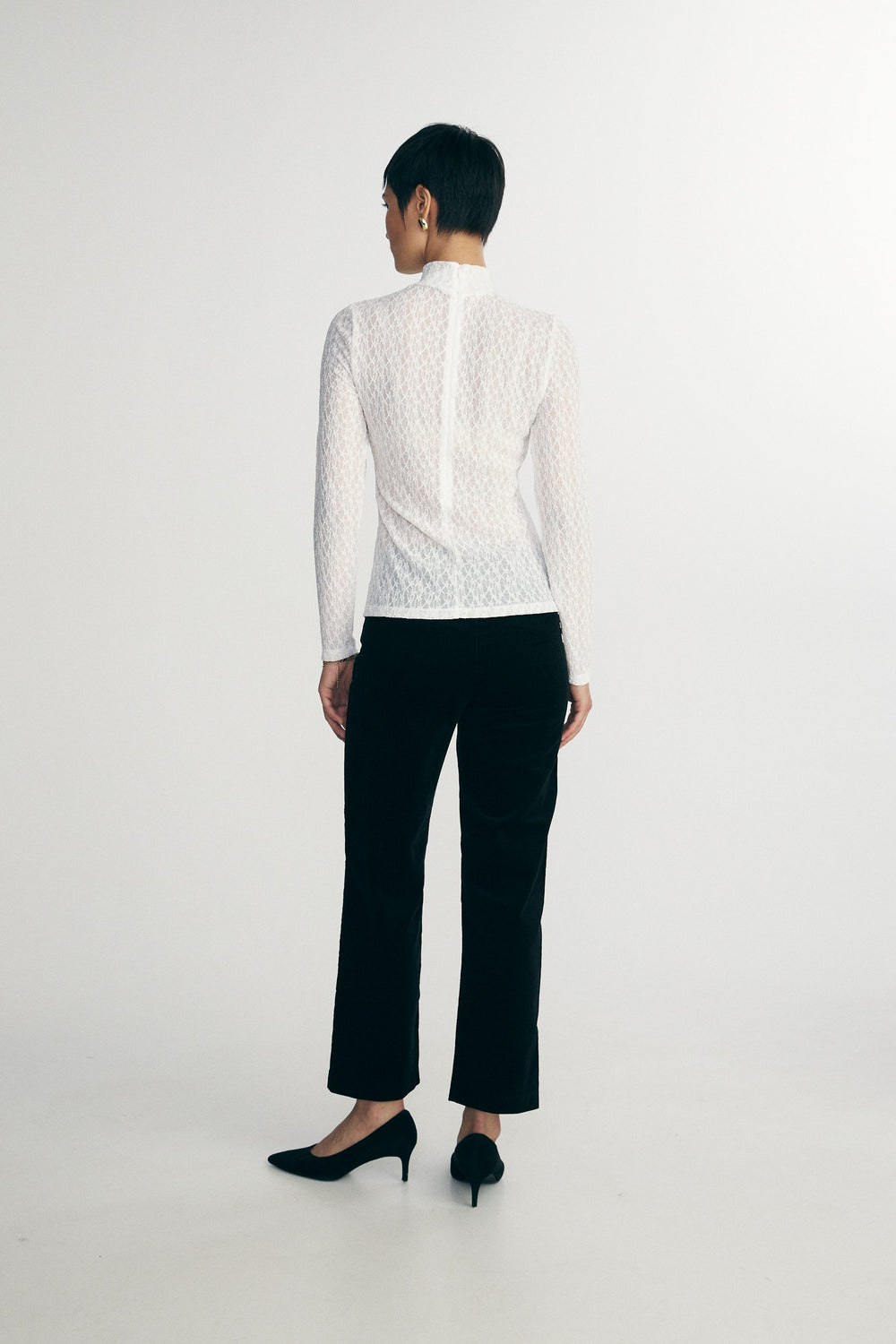 Mock neck lace top