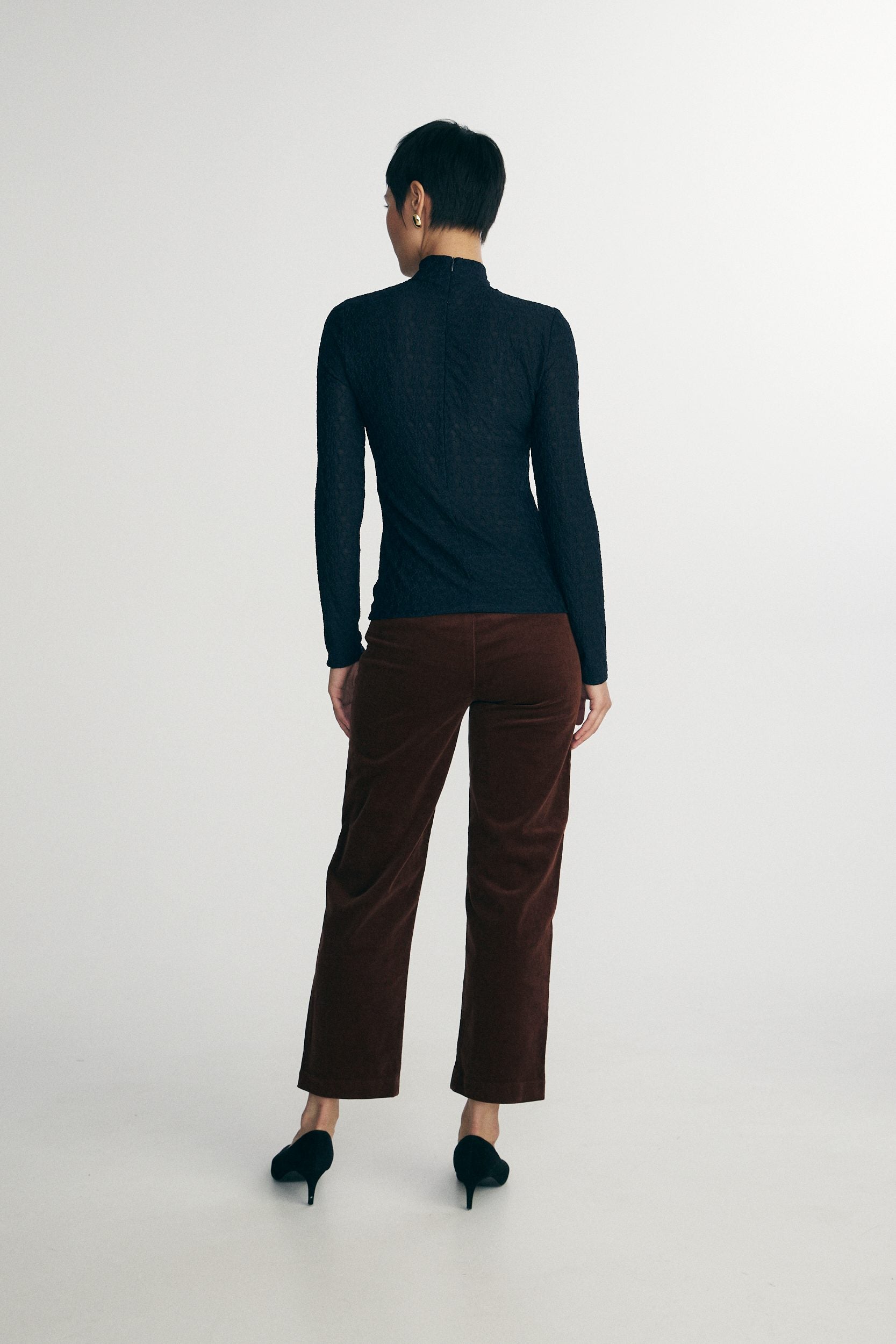 Mock neck lace top