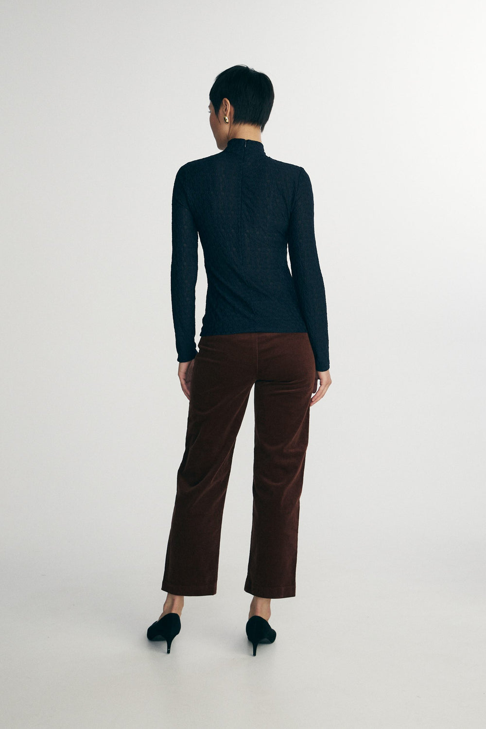 Mock neck lace top