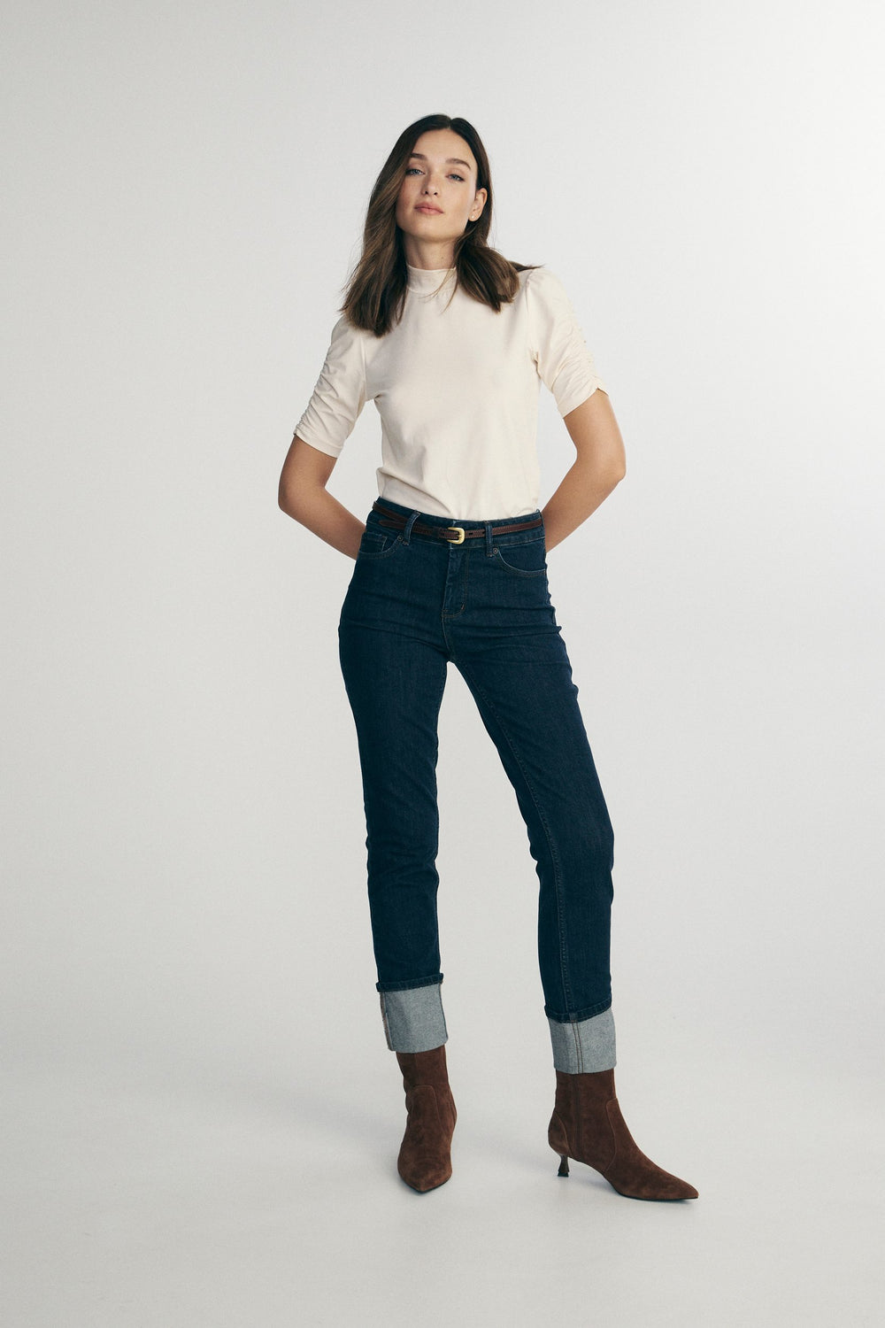 Mock neck jersey top