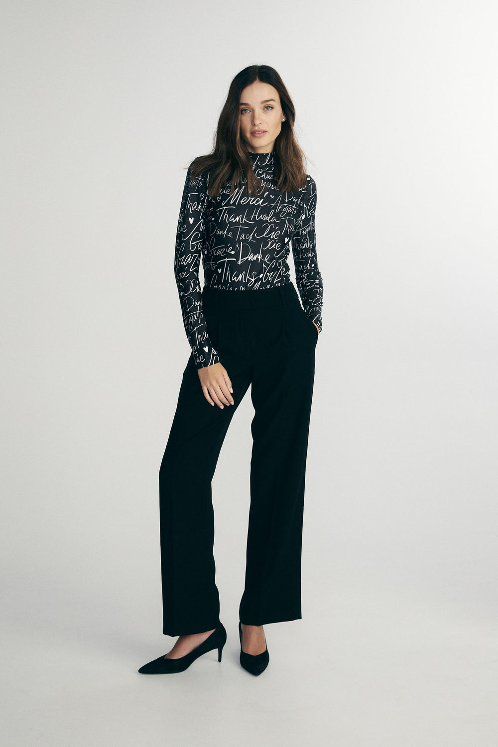 Mock neck printed top