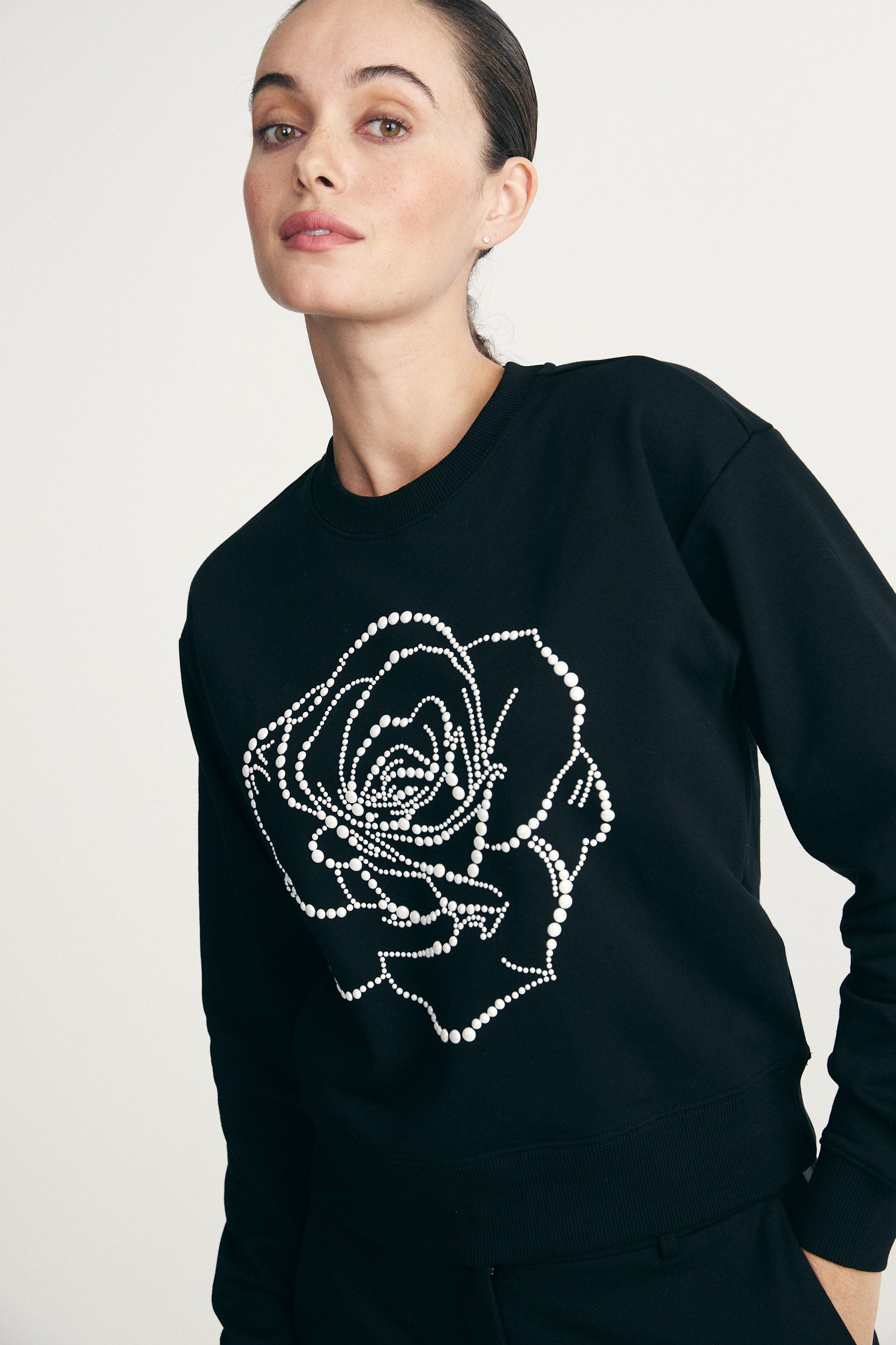 Rose embellished sweatshirt