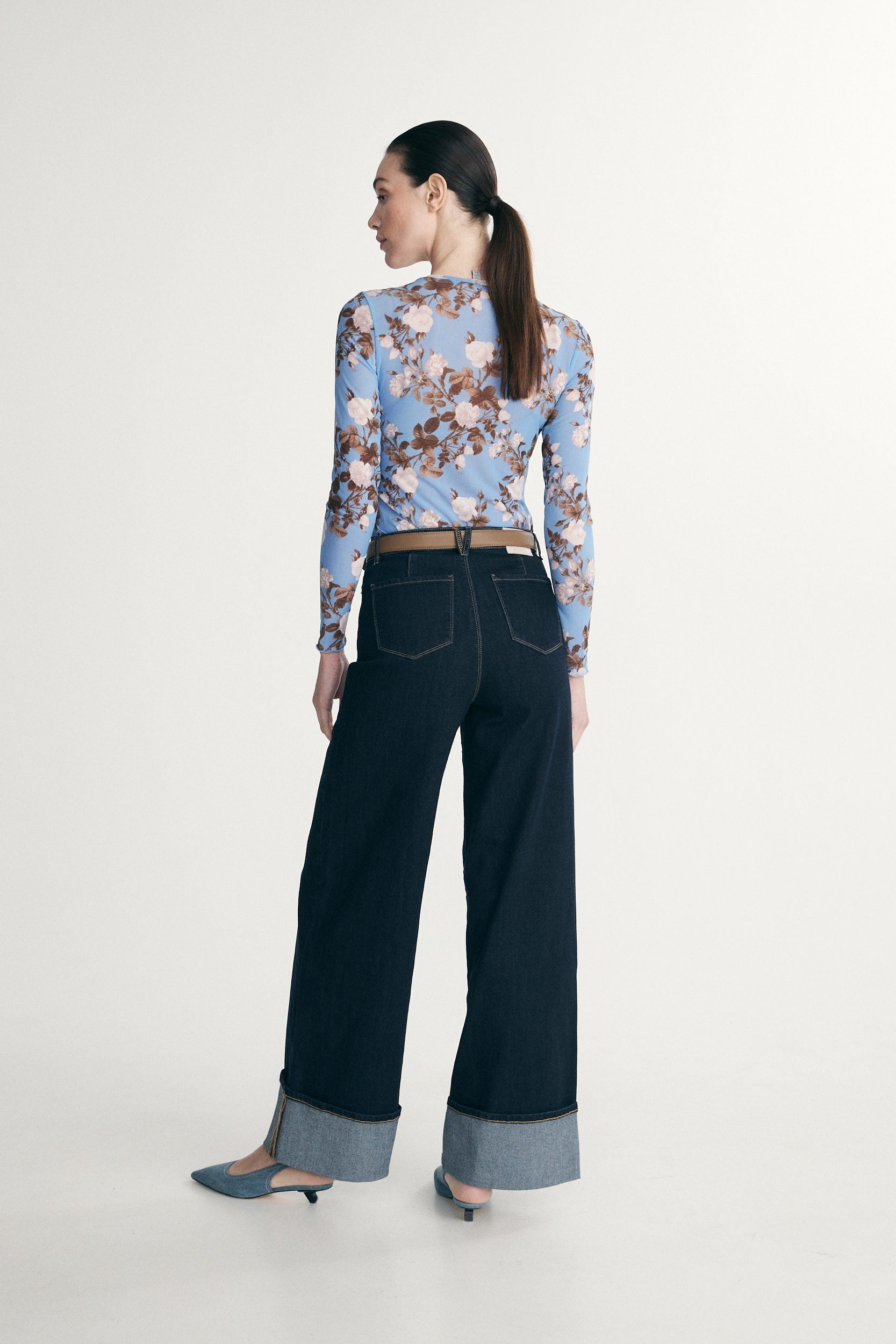 Printed floral mesh top