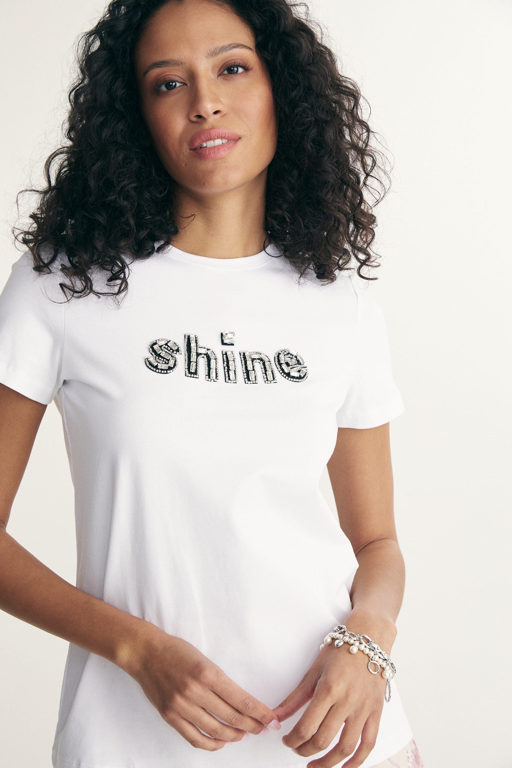 Regular fit t-shirt with rhinestones