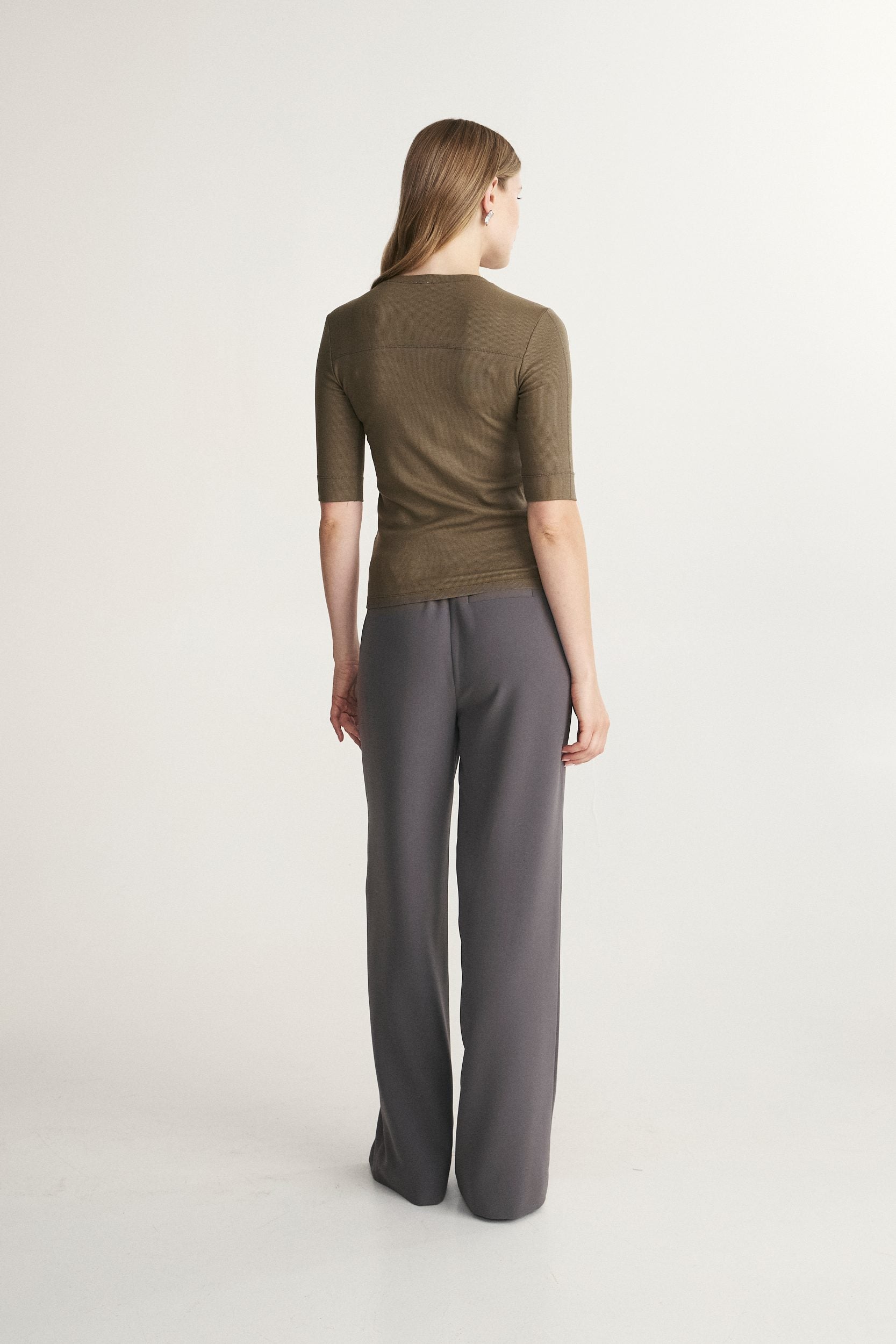 Ribbed Crew Neck Top