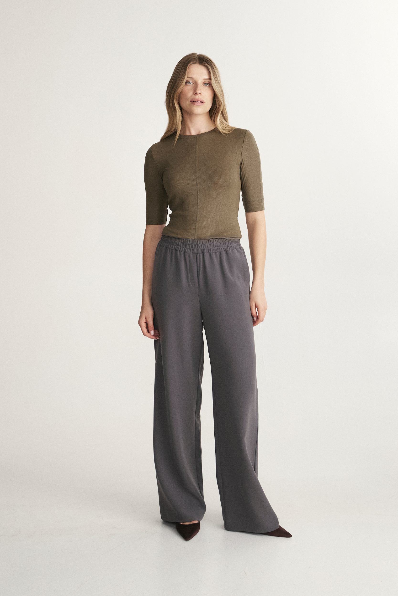 Ribbed Crew Neck Top