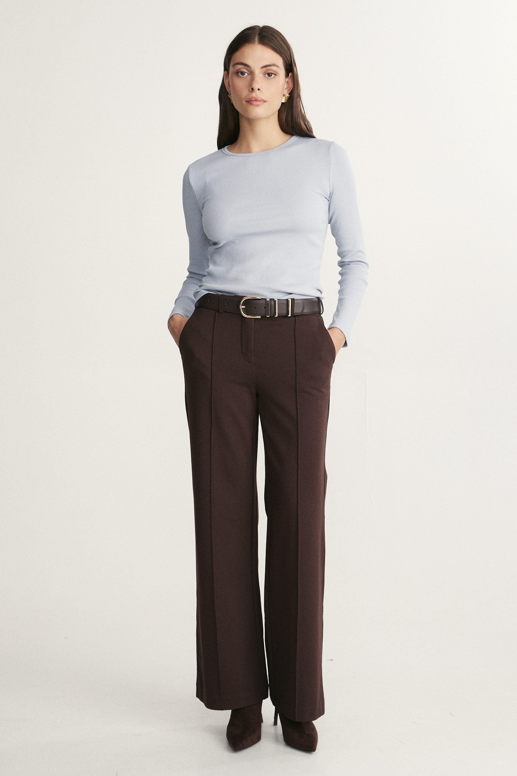 Long sleeve top with crew neck
