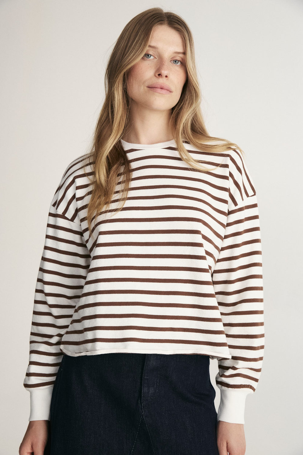 Oversized Striped Crew Neck Top