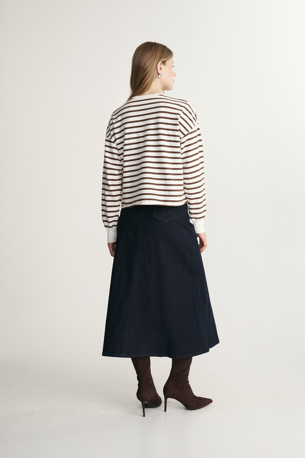 Oversized Striped Crew Neck Top