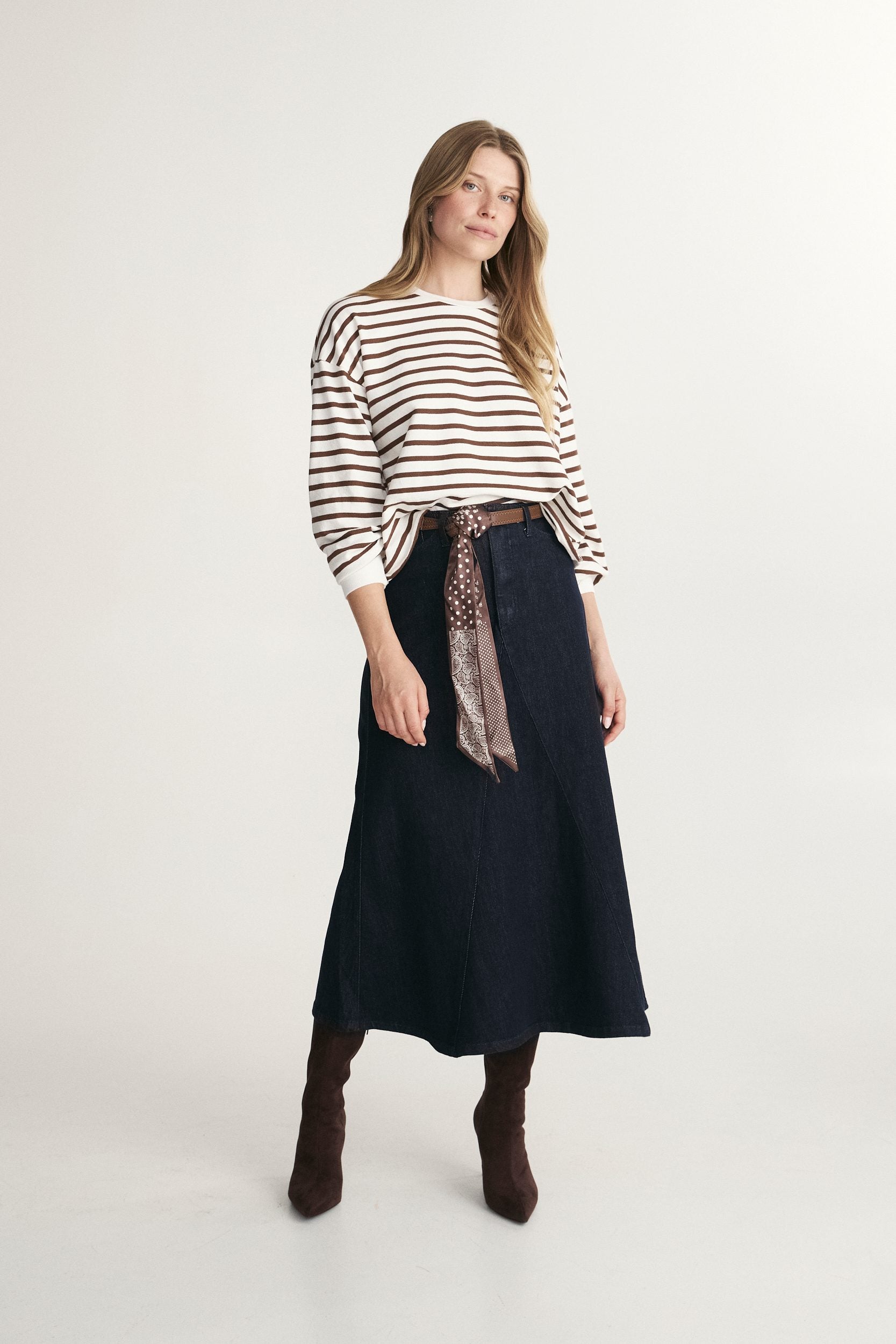Oversized Striped Crew Neck Top