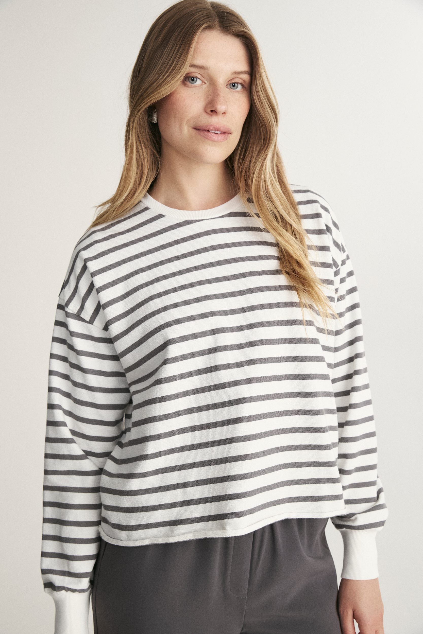 Oversized Striped Crew Neck Top