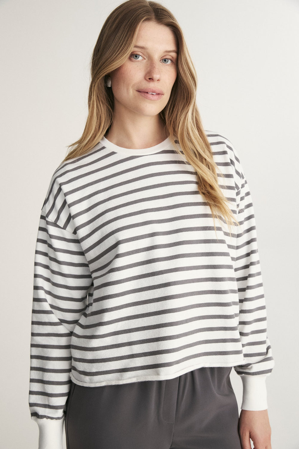 Oversized Striped Crew Neck Top