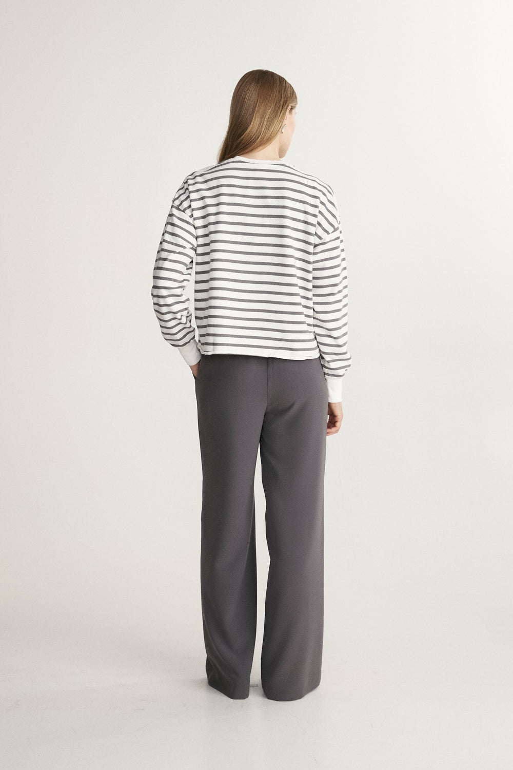 Oversized Striped Crew Neck Top