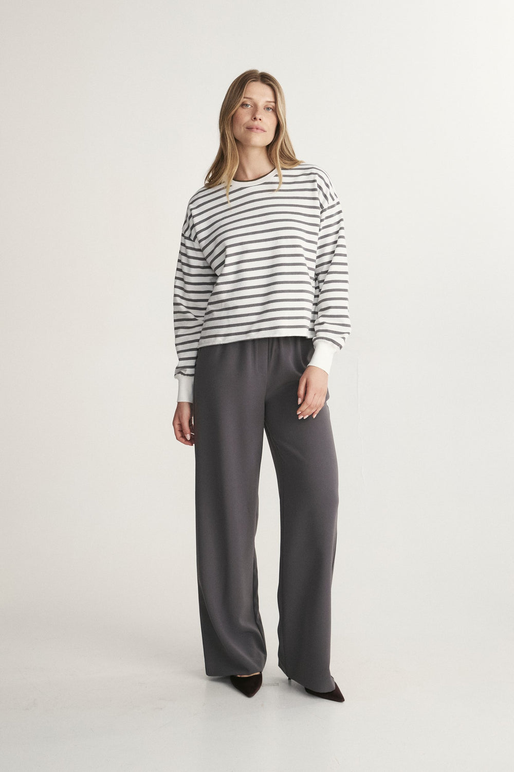 Oversized Striped Crew Neck Top