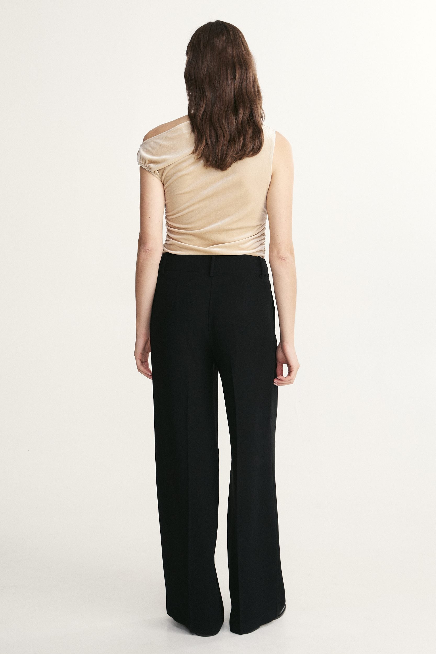 Velvet ruched asymmetrical top