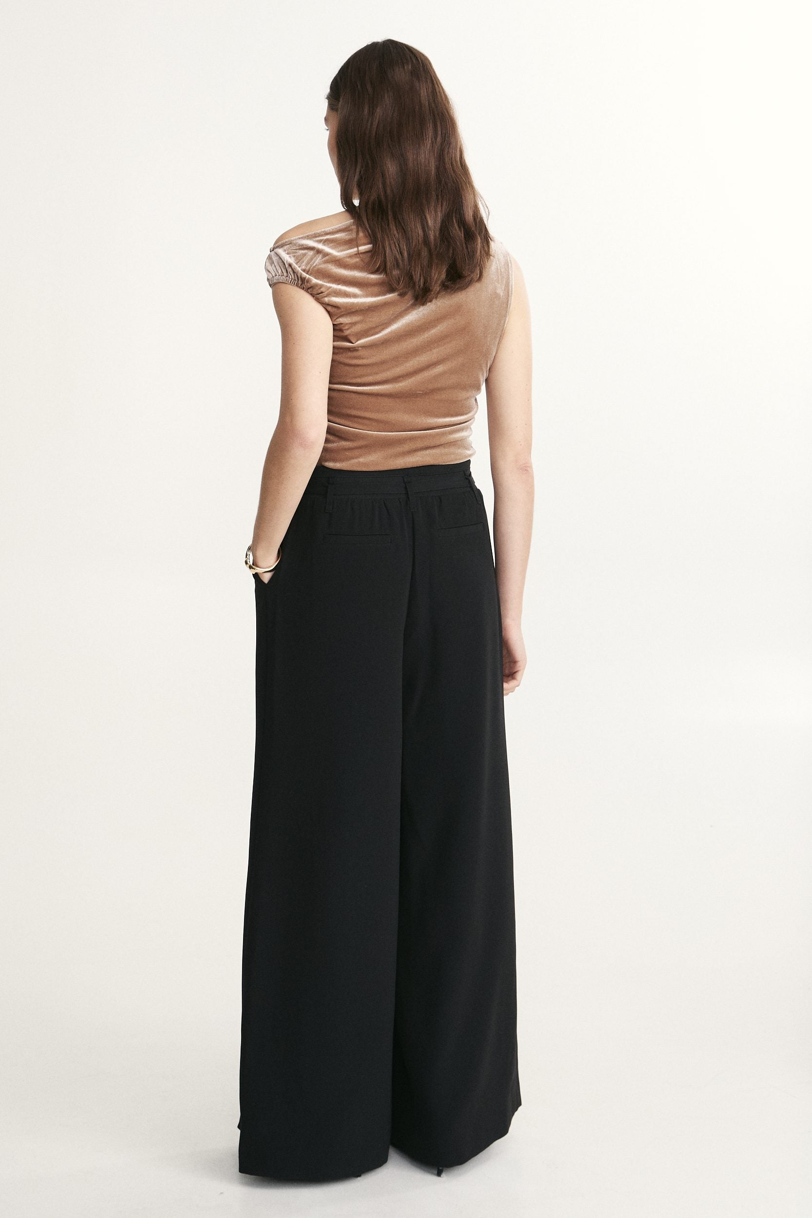 Velvet ruched asymmetrical top