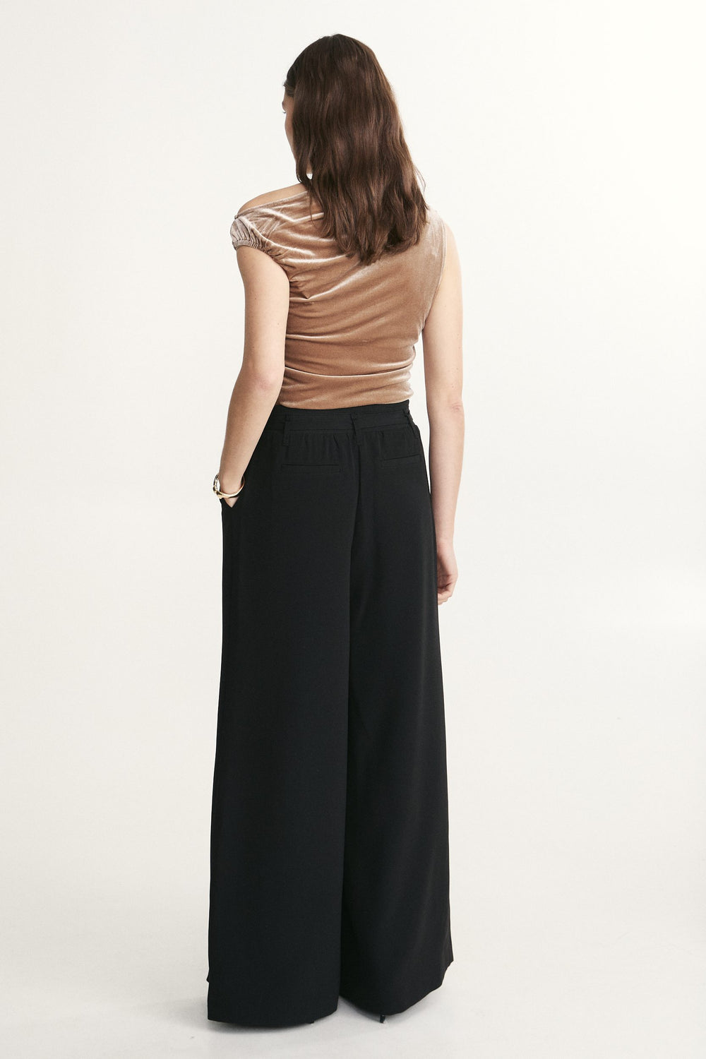 Velvet ruched asymmetrical top