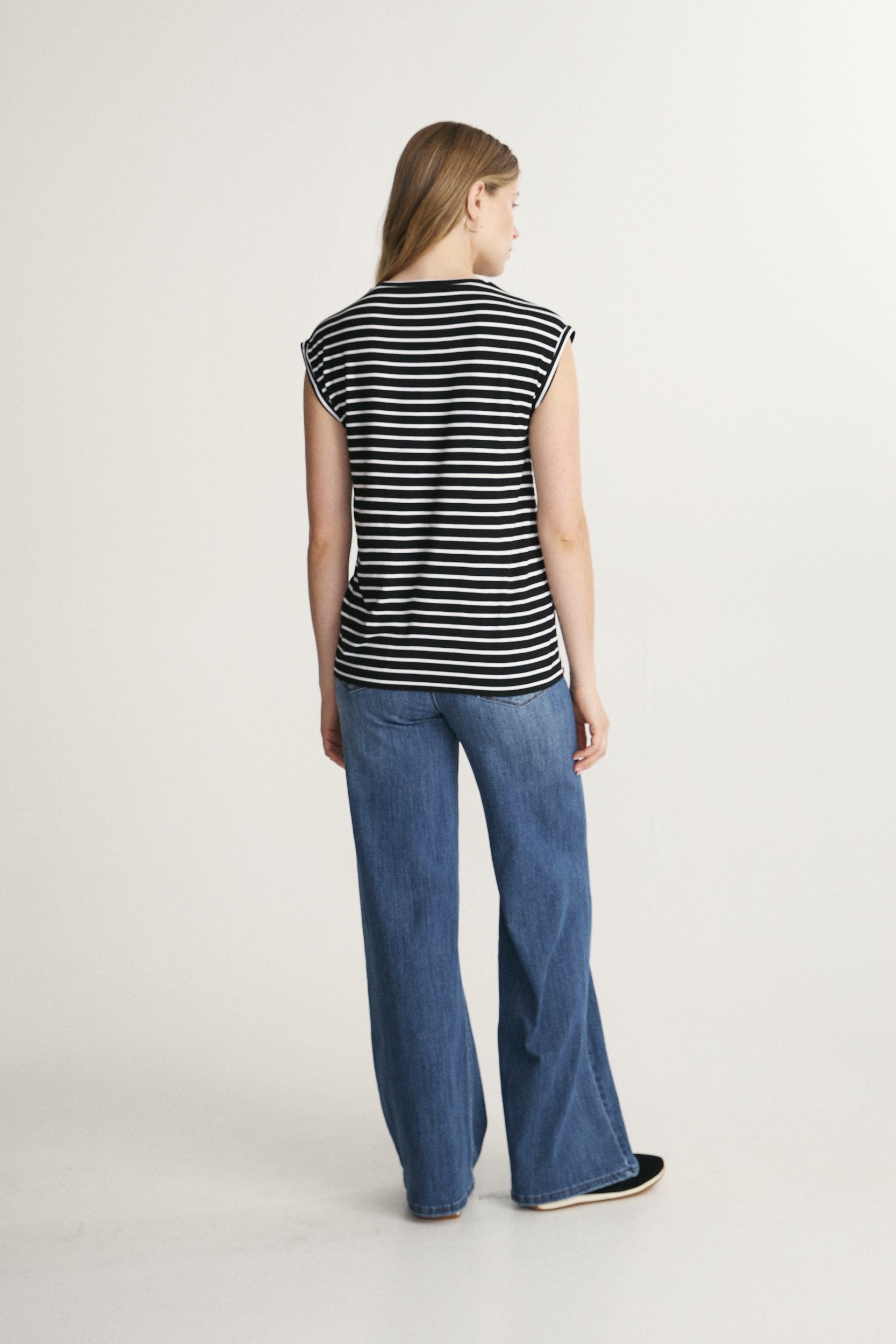 Striped Rolled Sleeve Top