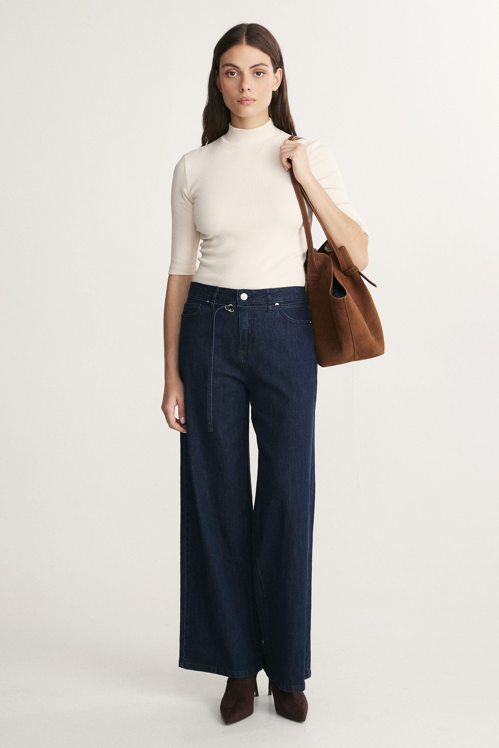 Mock neck ribbed top